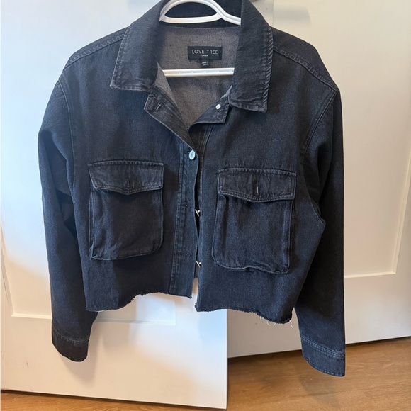 Distressed Cropped Jean Jacket - Picture 1 of 5